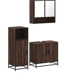 Meubelsets*vidaXL 3-delige Badkamermeubelset bewerkt hout bruin eikenkleur