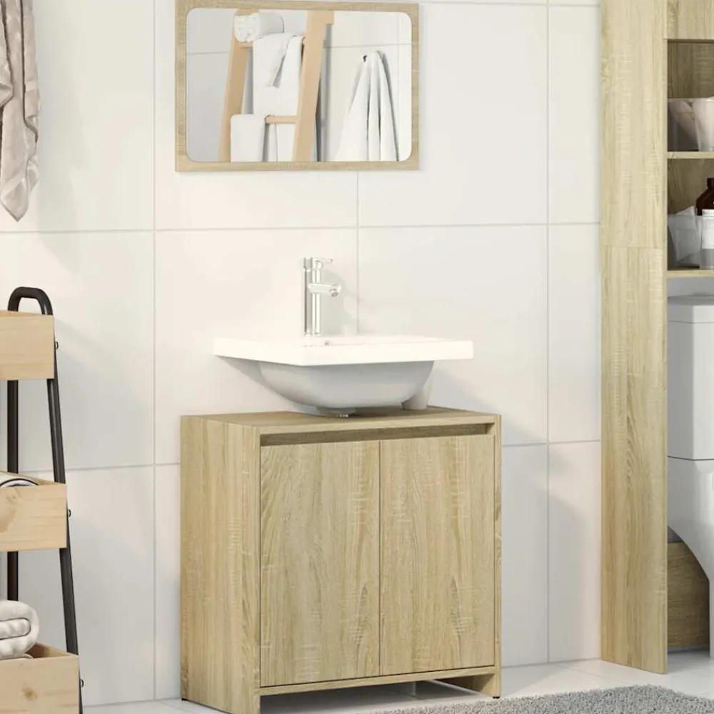 2-delige Badkamermeubelset bewerkt hout kleurig>vidaXL Best