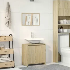 2-delige Badkamermeubelset bewerkt hout kleurig><noscript><img width=