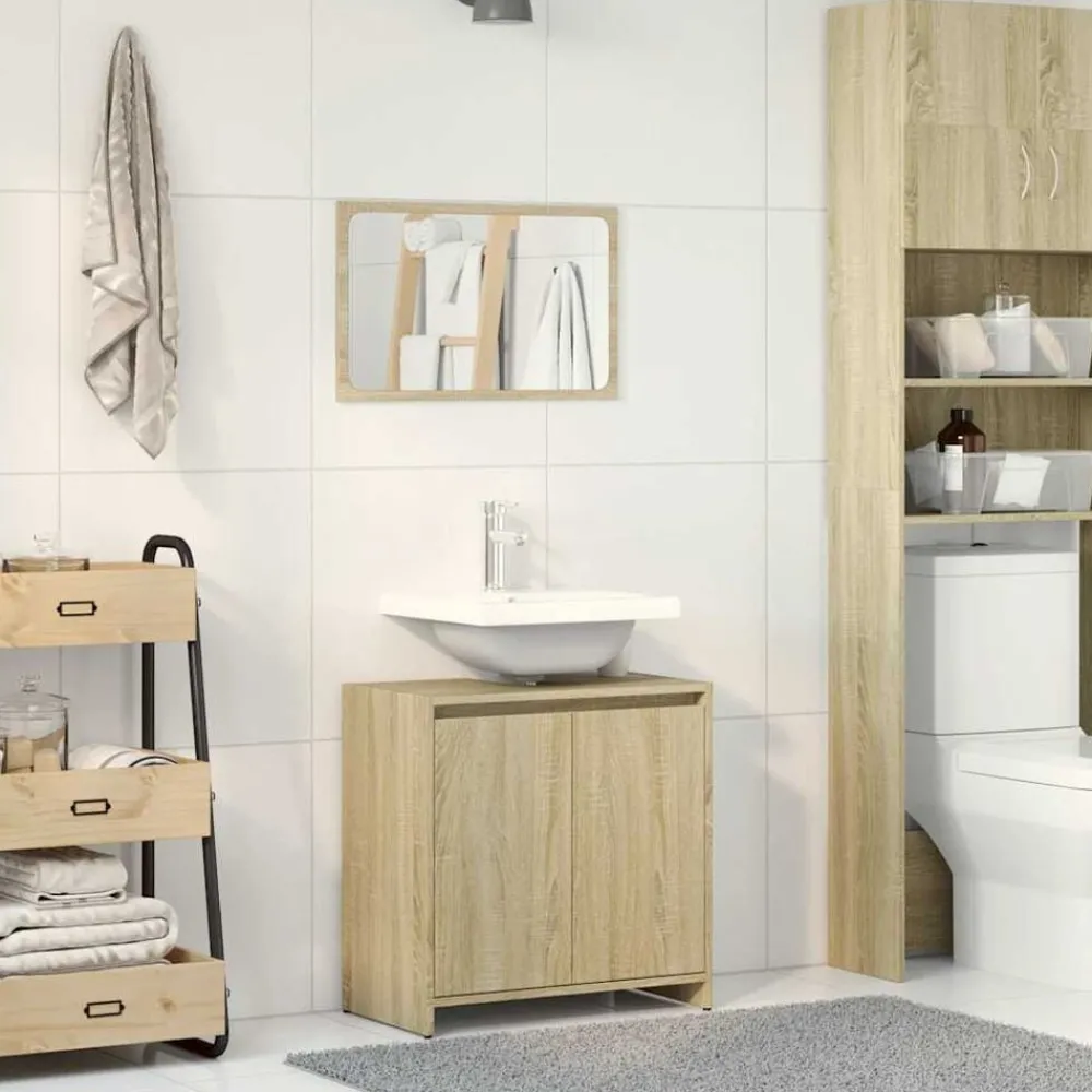 2-delige Badkamermeubelset bewerkt hout kleurig>vidaXL Best
