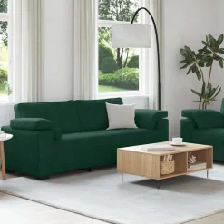 2-delige bankset met kussens, donkergroen fluweel><noscript><img width=
