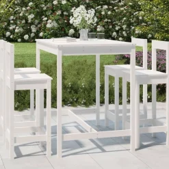 Tuinmeubelen*vidaXL 5-delige Barset massief grenenhout Wit