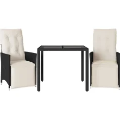 3-delige Bistroset met kussens poly rattan zwart>vidaXL Sale