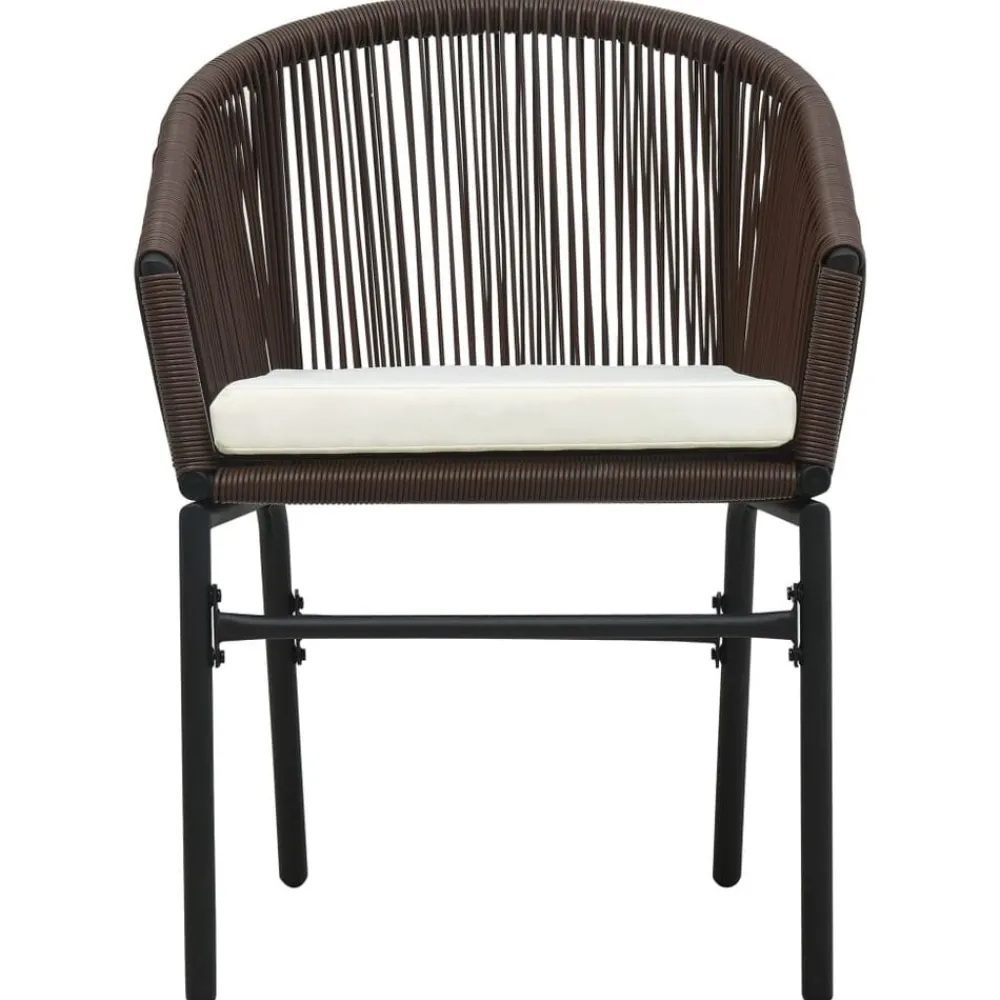 Tuinmeubelen*vidaXL 3-delige Bistroset met kussens PE-rattan Bruin