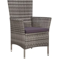Tuinmeubelen*vidaXL 3-delige Bistroset poly rattan Grijs