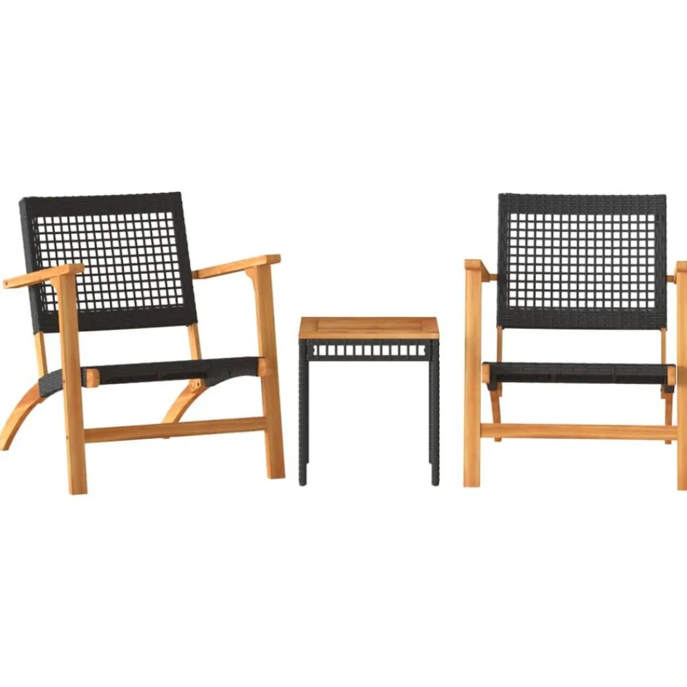 3-delige Bistroset poly rattan en massief acaciahout>vidaXL Best