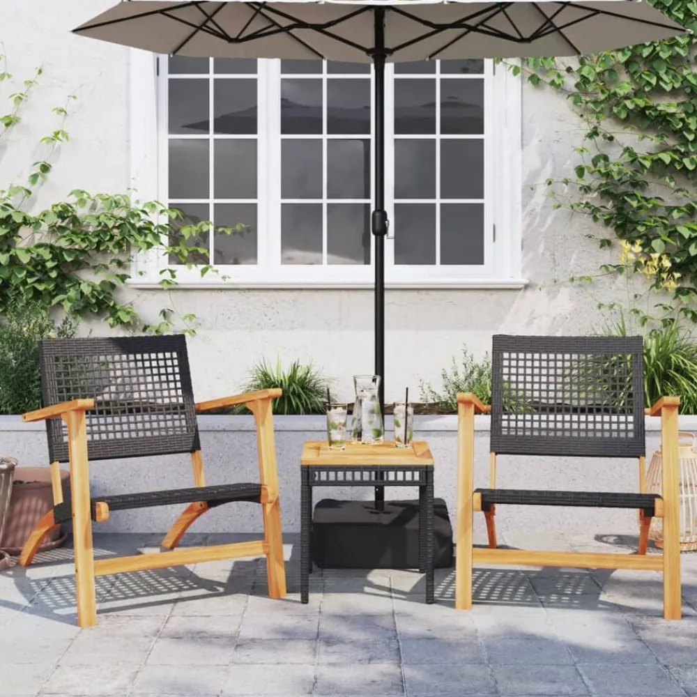 3-delige Bistroset poly rattan en massief acaciahout>vidaXL Best