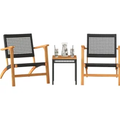 3-delige Bistroset poly rattan en massief acaciahout><noscript><img width=