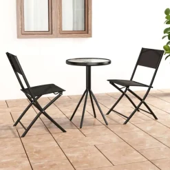 3-delige Bistroset staal zwart>vidaXL Best