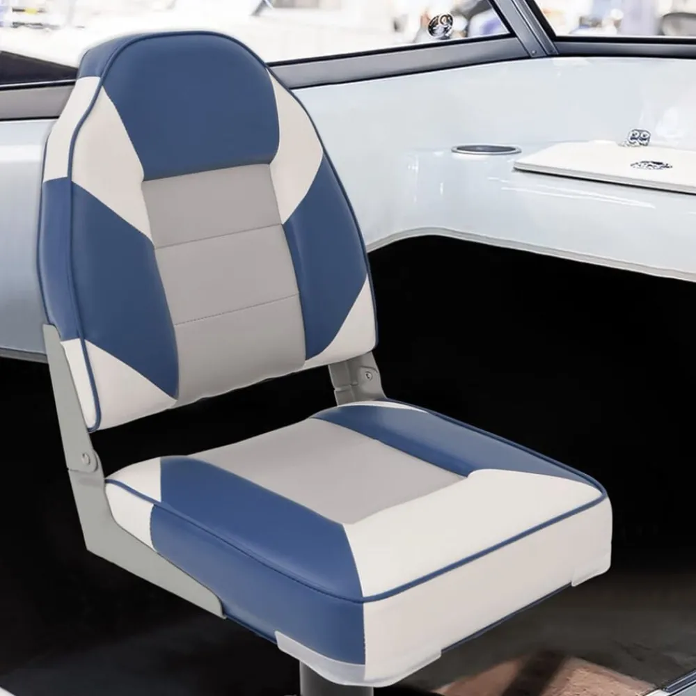 Voertuigen*vidaXL 2-delige Bootstoelenset met hoge rugleuning inklapbaar Wit en blauw