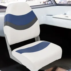 Voertuigen*vidaXL 2-delige Bootstoelenset met hoge rugleuning inklapbaar Wit en blauw