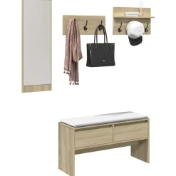 4-delige Garderobe set bewerkt hout kleurig>vidaXL Discount