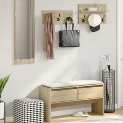 4-delige Garderobe set bewerkt hout kleurig><noscript><img width=