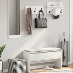 Bankjes*vidaXL 4-delige Garderobe set bewerkt hout Wit