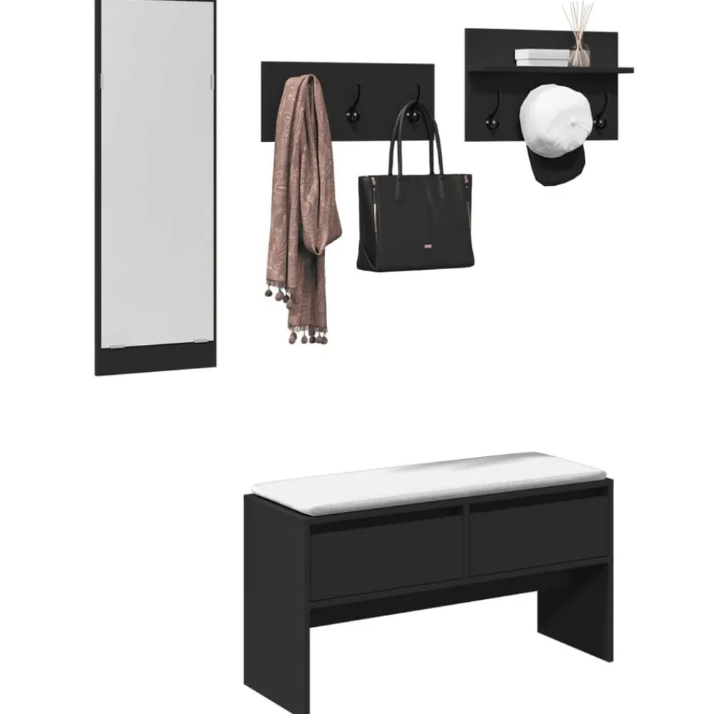 4-delige Garderobe set bewerkt hout>vidaXL Clearance