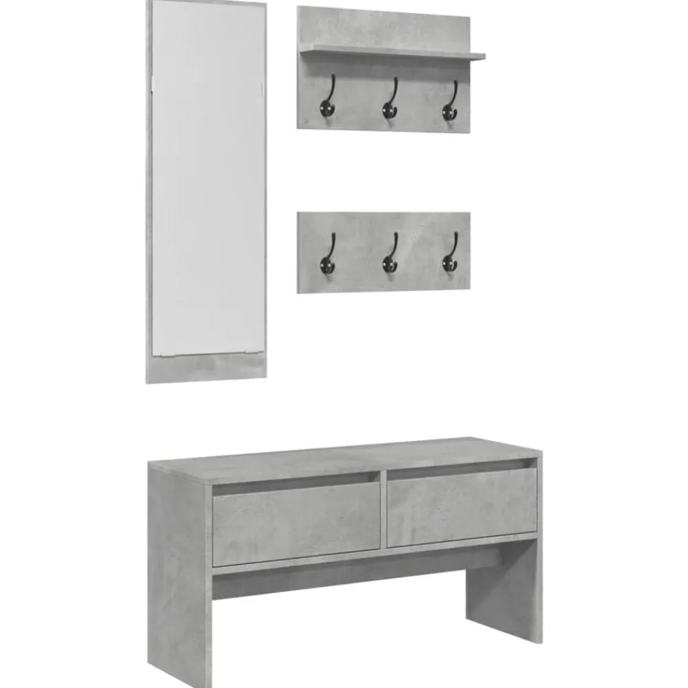 4-delige Garderobe set bewerkt hout>vidaXL New