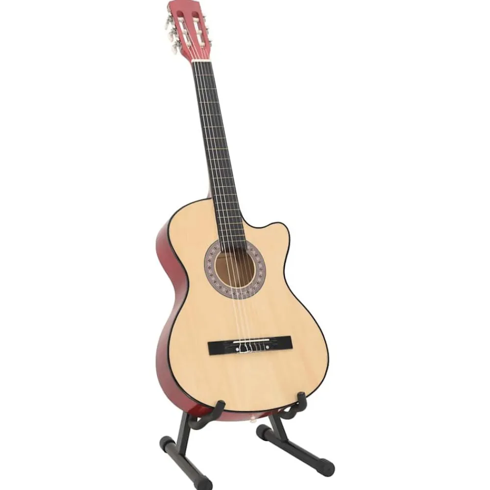 Kunst & Entertainment*vidaXL 12-delige Gitaarset cutaway met 6 snaren western akoestisch 38" Lichtbruin