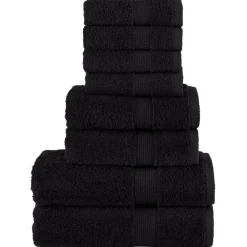 Linnengoed*vidaXL 8-delige Handdoekenset SOLUND 600 g/m² Zwart