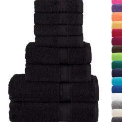 Linnengoed*vidaXL 8-delige Handdoekenset SOLUND 600 g/m² Zwart