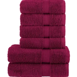 Linnengoed*vidaXL 6-delige Handdoekenset SOLUND 600 g/m² Bordeauxrood