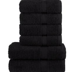 Linnengoed*vidaXL 6-delige Handdoekenset SOLUND 600 g/m² Zwart