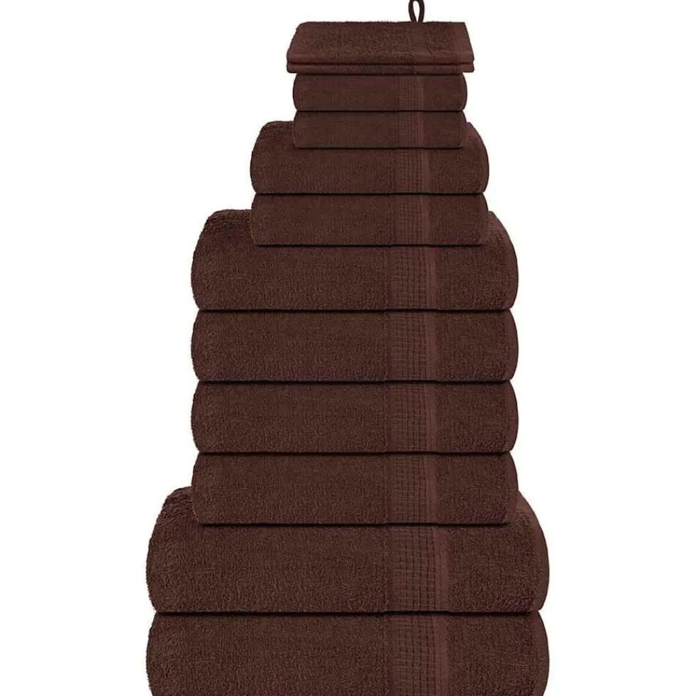 Linnengoed*vidaXL 12-delige Handdoekenset FROGN 360 g/m² Bruin