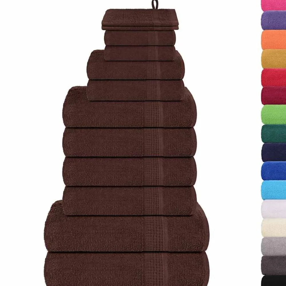 Linnengoed*vidaXL 12-delige Handdoekenset FROGN 360 g/m² Bruin
