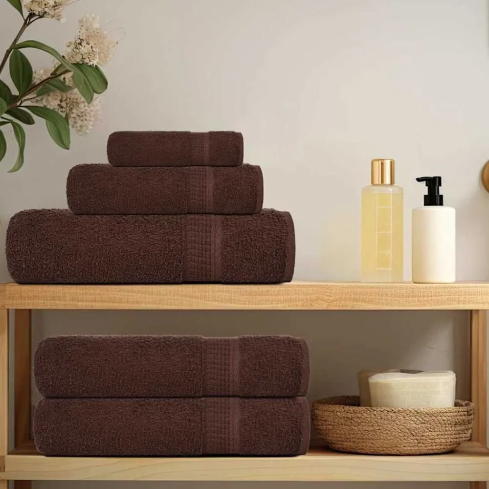 Linnengoed*vidaXL 12-delige Handdoekenset FROGN 360 g/m² Bruin