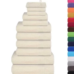 12-delige Handdoekenset FROGN 360 g/m² crème>vidaXL New