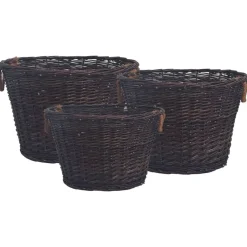 Houtkachel- & Haardaccessoires*vidaXL 3-delige Houtmandenset stapelbaar wilgenhout donkerbruin