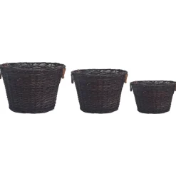 Houtkachel- & Haardaccessoires*vidaXL 3-delige Houtmandenset stapelbaar wilgenhout donkerbruin