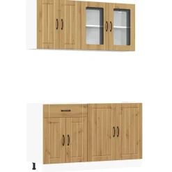 Kasten & Opbergmeubelen*vidaXL 4-delige Keukenkastenset Kalmar bewerkt hout artisanaal eiken artisanaal eikenkleurig