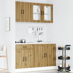 Kasten & Opbergmeubelen*vidaXL 4-delige Keukenkastenset Kalmar bewerkt hout artisanaal eiken artisanaal eikenkleurig