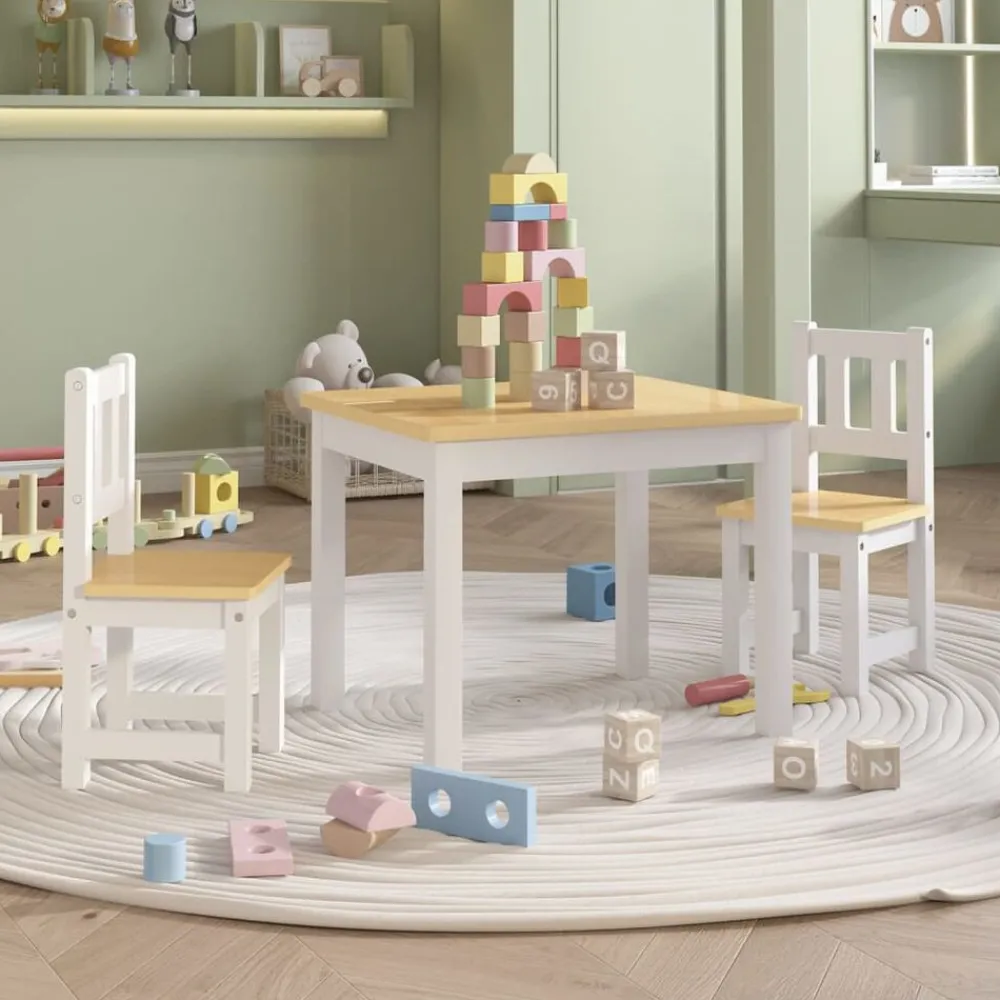 3-delige Kindertafel- en stoelenset MDF wit en grijs>vidaXL Hot