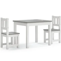 Meubelen Voor Baby'S & Peuters*vidaXL 3-delige Kindertafel- en stoelenset MDF Wit en grijs