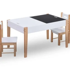 3-delige Kindertafel- en stoelenset krijtbord zwart en wit>vidaXL Best