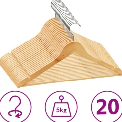 Huishoudelijke Benodigdheden*vidaXL 20-delige Kledinghangerset anti-slip hardhout Bruin