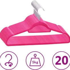 Huishoudelijke Benodigdheden*vidaXL 20-delige Kledinghangerset anti-slip fluweel Roze