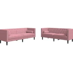 2-delige Loungeset Chesterfield met bolsters fluweel>vidaXL New