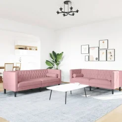 2-delige Loungeset Chesterfield met bolsters fluweel><noscript><img width=