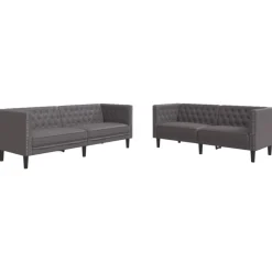 2-delige Loungeset Chesterfield-stijl kunstleer>vidaXL Outlet