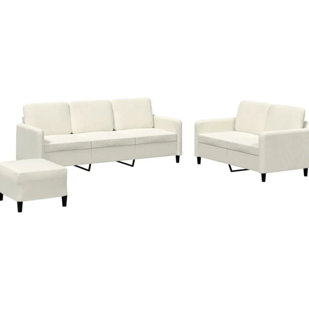 Banken*vidaXL 3-delige Loungeset fluweel crèmekleurig Crème