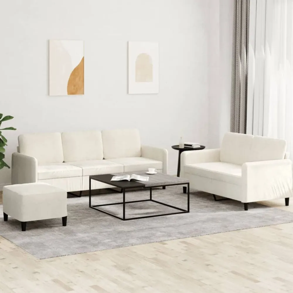 Banken*vidaXL 3-delige Loungeset fluweel crèmekleurig Crème