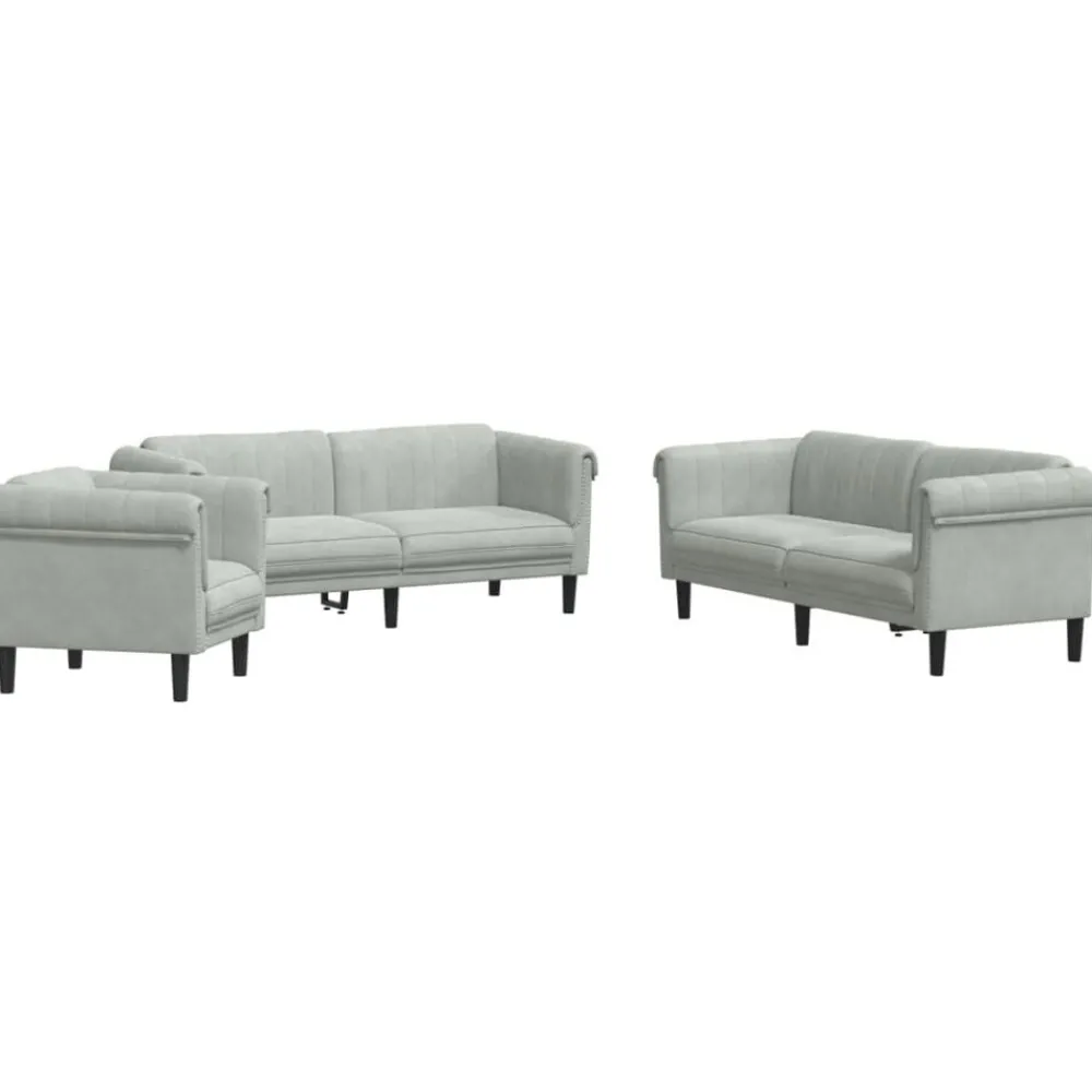 Banken*vidaXL 3-delige Loungeset fluweel lichtgrijs