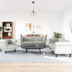 Banken*vidaXL 3-delige Loungeset fluweel lichtgrijs