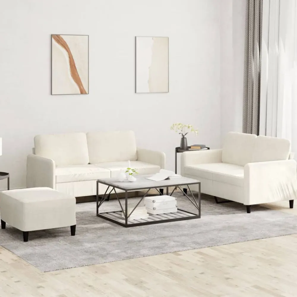 Banken*vidaXL 3-delige Loungeset fluweel crèmekleurig