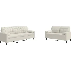 Banken*vidaXL 2-delige Loungeset met kussens en bolsters fluweel crèmekleurig Crème