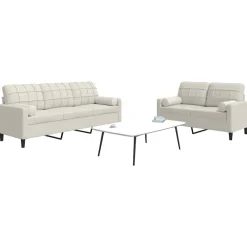 Banken*vidaXL 2-delige Loungeset met kussens en bolsters fluweel crèmekleurig Cr&egrave;me