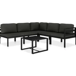 6-delige Loungeset met kussens aluminium antraciet>vidaXL Discount