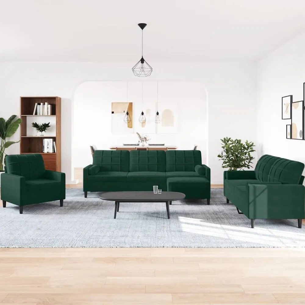 4-delige Loungeset met kussens en bolsters fluweel>vidaXL Sale